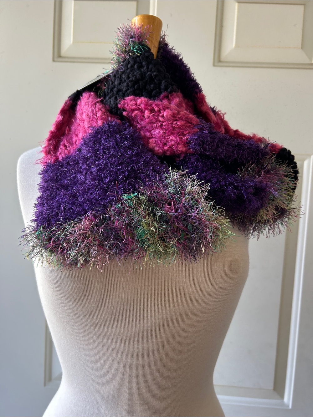 Cozy Multicolor Faux Fur Scarf - Purple & Pink